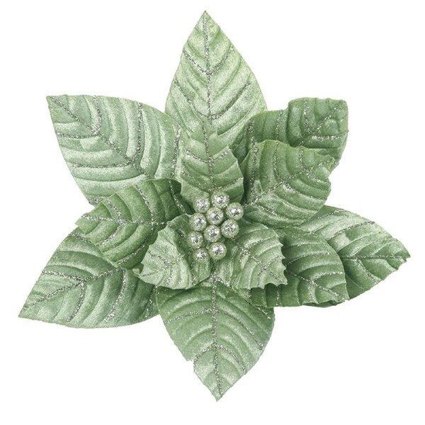 Mint Velour Poinsettia 32cm Clip