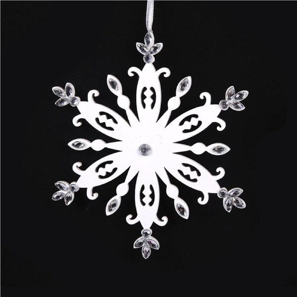 White Snowflake with Crystal 15cm