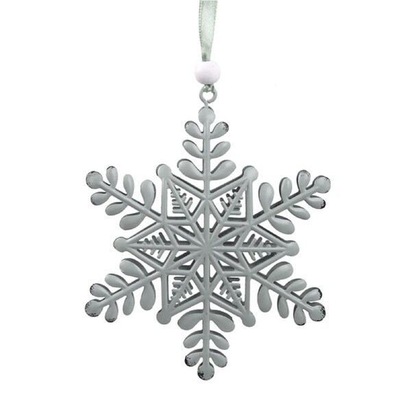 Metal Snowflake Tree Ornaments Mint 12cm