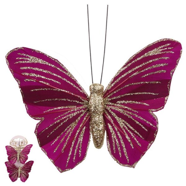 Red Butterfly Clip 9cm Pk2