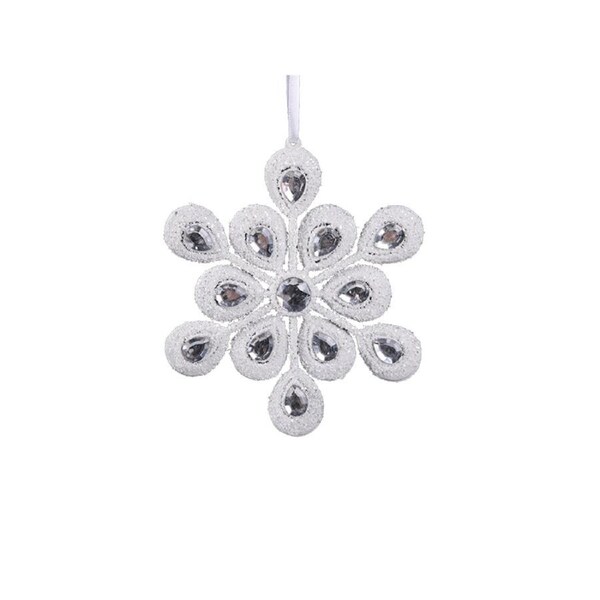 White Glitter Snowflake Tree Ornament 15cm