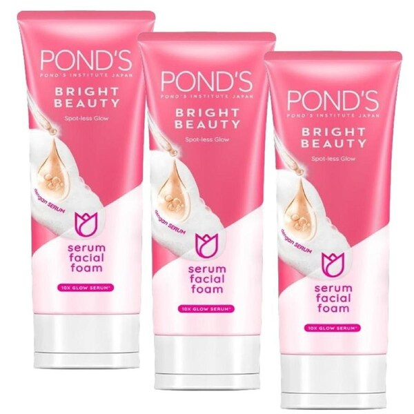 3x Pond's Bright Beauty Spot-less Glow Serum Facial Foam 50g
