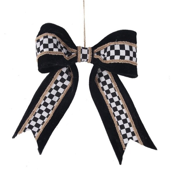 Black & White Checkered Bow 25cm