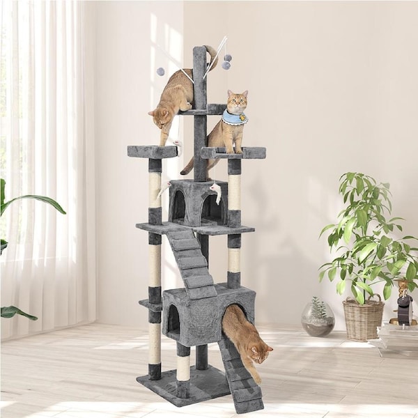 Pawz Cat Tree Tower Scratching Post Scratcher Condo Bed House Toy Large 210cm Grey