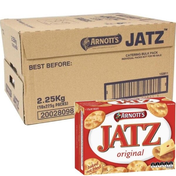 Arnotts Jatz Crackers Original 10x225g 2.25kg Carton Bulk Box