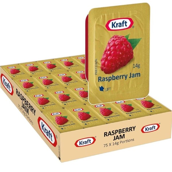 Kraft Heinz Raspberry Jam Individual Portions 14g 75 Carton Bulk Box