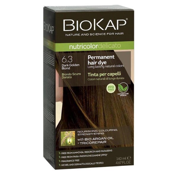 BioKap Nutricolor Delicato 6.3 Dark Golden Blond Permanent Hair Dye
