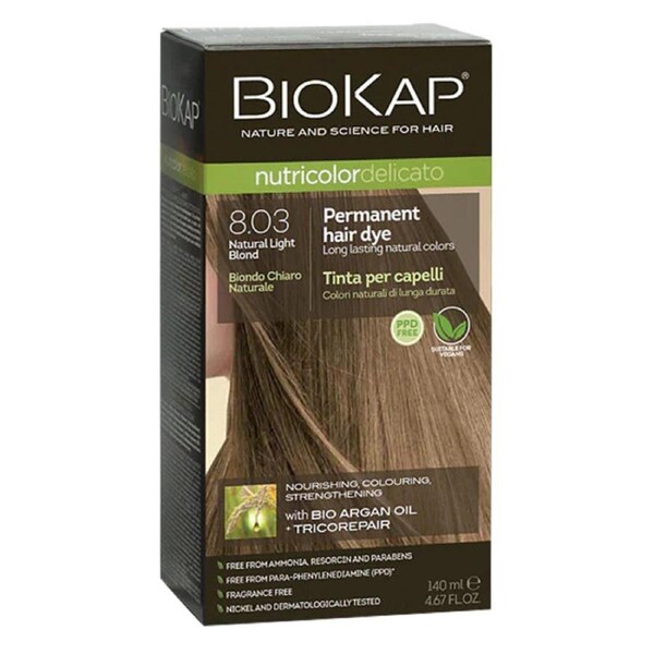 BioKap Nutricolor Delicato 8.03 Natural Light Blond Permanent Hair Dye