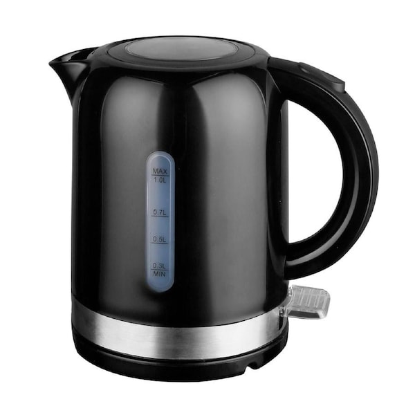 Dolphy 1L Electric Kettle - Black Compact Hot Water Kettle with 360 Swivel Base, Concealed Heating & Auto Shut-Off, Ideal for Hotel & Home Use