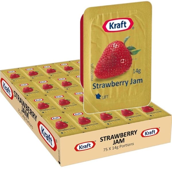 Kraft Heinz Strawberry Jam Individual Portions 14g 75 Carton Bulk Box