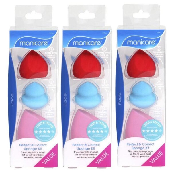 3x Manicare Perfect & Correct 3pk Sponge Kit