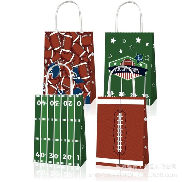 Rugby Themed Kraft Paper Tote Bags Durable 150g Kraft Paper for Sports Fans