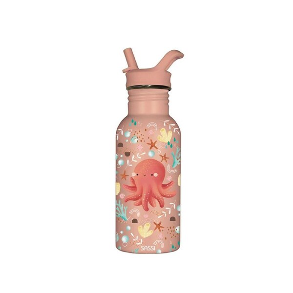 Sassi Stainless Steel Baby/Childrens Drink Bottle 500 ml Slurpy The Octopus 12m+