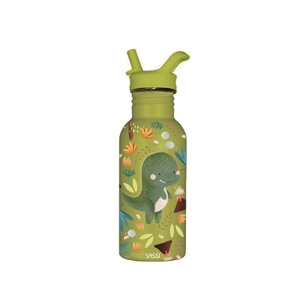 Sassi Stainless Steel Baby/Childrens Drink Bottle 500ml Cracky the Dinosaur 12m+