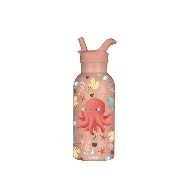 Sassi Vacuum Insulated SS Childrens Drink Bottle 350 ml Slurpy The Octopus 12m+