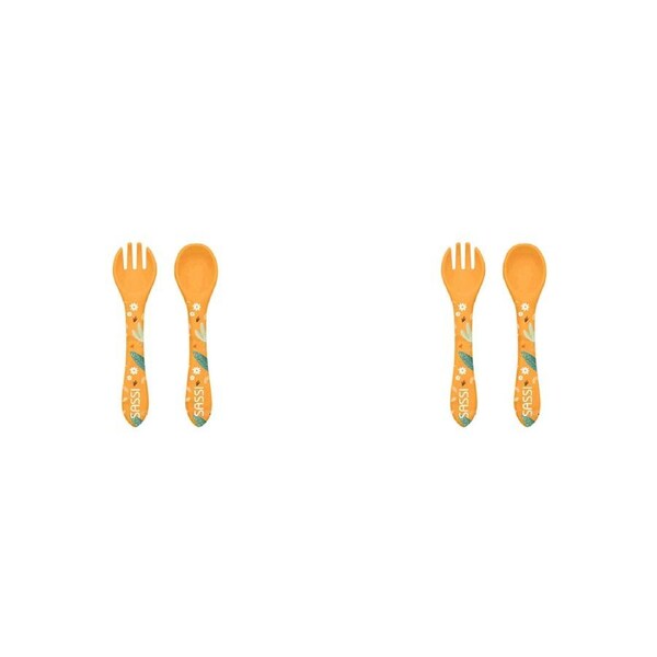2x Sassi Silicone Cutlery Set Chompy The Lion Baby/Childrens Tableware 6m+