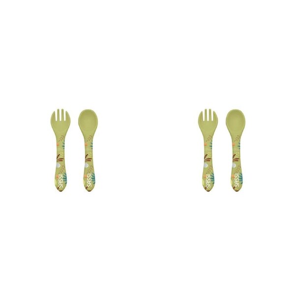 2x Sassi Silicone Cutlery Set Cracky the Dinosaur Baby/Childrens Tableware 6m+