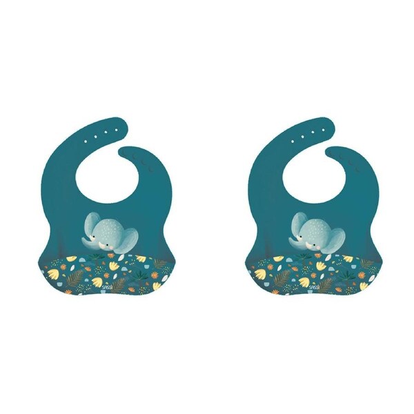 2x Sassi Silicone Bib Chewy The Elephant Baby/Childrens Tableware Cutlery 6m+