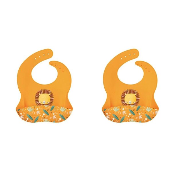 2x Sassi Silicone Bib Chompy The Lion Baby/Childrens Tableware Cutlery 6m+