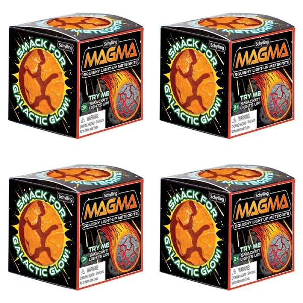 4PK Schylling Nee Doh Magma Ball Light Up Squishy Meteorite 6cm Toy Asst. 3y+