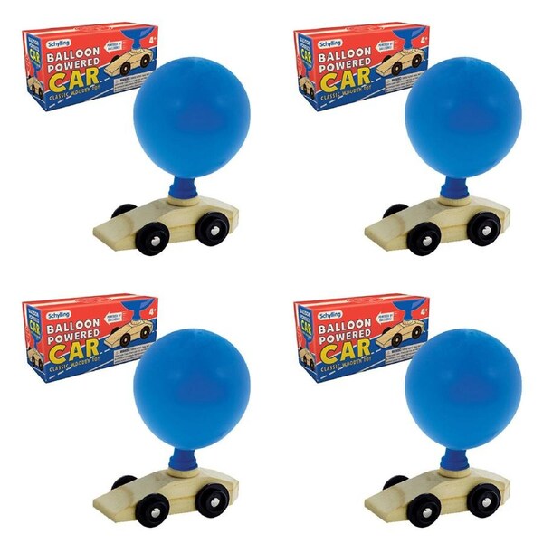 4PK Schylling Kid Balloon Powered Vehicle Car 11.4cm Classic Wooden Play Toy 4y+