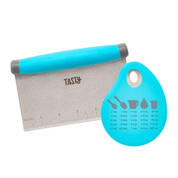 2pc Tasty Stainless Steel/Silicone Scraper Baking Utensil Set 15cm Light Blue
