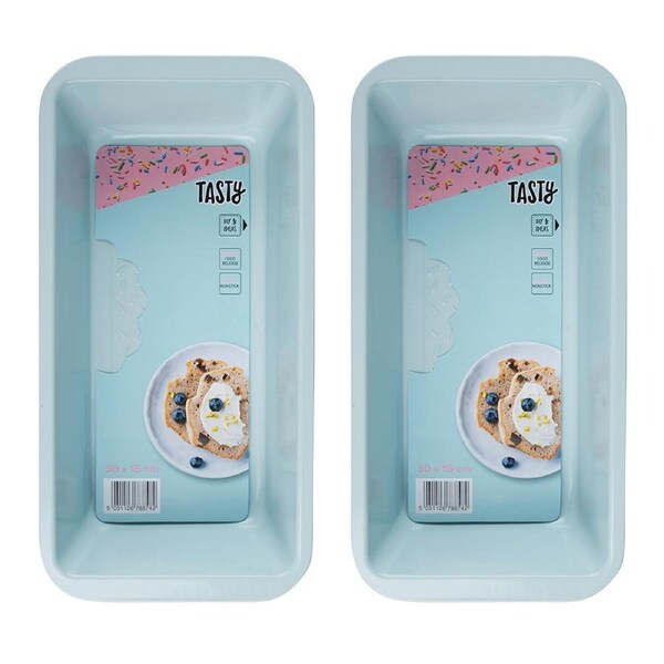 2x Tasty Non-Stick Loaf/Bread Tin Oven Baking Mould Pan Rectangle 30cm Light BLU