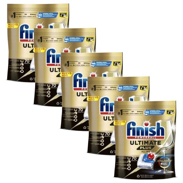Finish 350 x Powerball Ultimate Plus Dishwashing Cleaning Tablets (5 x 70 Pack)