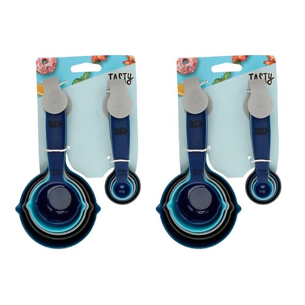 2x 10pc Tasty Measuring Cup & Spoon Nested Cooking/Baking Utensil Set Blue/Black