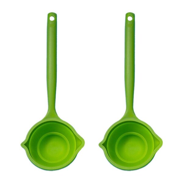 2x Tasty Silicone Foldable Soup Ladle Spoon Kitchen Cooking Utensil 36cm Green