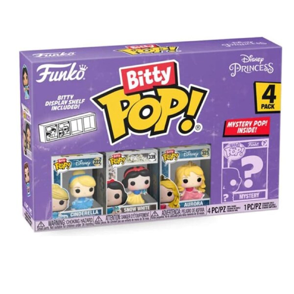 Disney Princess Cinderella, Snow White, Aurora and Mystery Bitty 4 Pack Funko Bitty POP! Vinyl