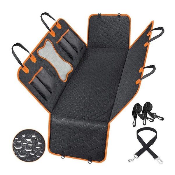 Back Seat Extender for Dogs, Waterproof Dog Car Seat Cover, Sturdy Pets Backseat Protector with Mesh Window and Storage Pocket for Car SUV Truck
