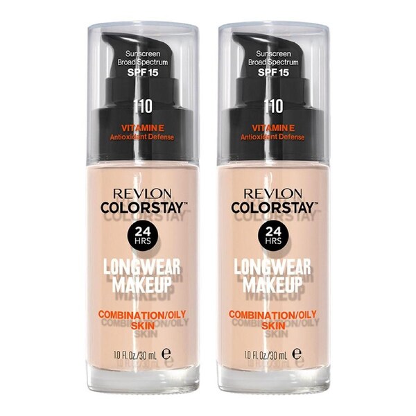 Revlon ColorStay Longwear Makeup Combination/Oily Skin SPF15 30ml 110 IVORY - 2 pack