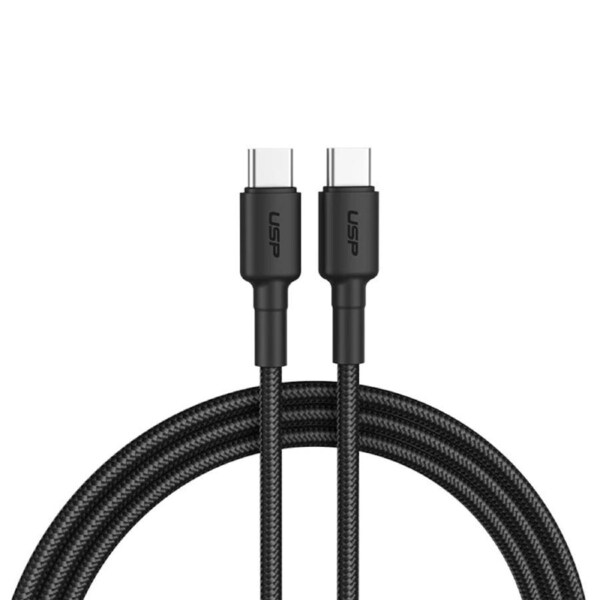 USP 3m BoostUp Braided USB-C to USB-C Cable, Black - 3A Fast & Safe Charge [6972890207071]