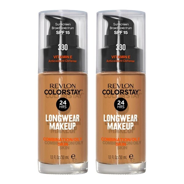 Revlon ColorStay Longwear Makeup Combination/Oily Skin SPF15 30ml 330 NATURAL TAN - 2 pack