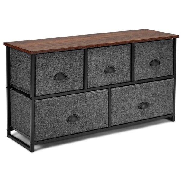 Costway 5-Drawer Storage Cube Cabinet Storage Organizer Hallway Living Room Sideboard Black