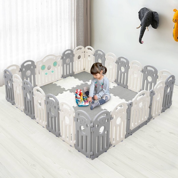 Playpals Baby Playpen Kids Safety Gate Toddler Fence 24 Panels