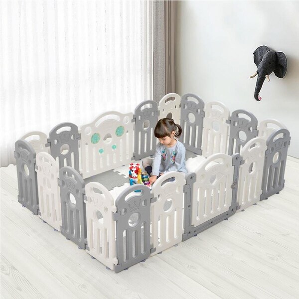 Playpals Baby Playpen Kids Safety Gate Toddler Fence 18 Panels