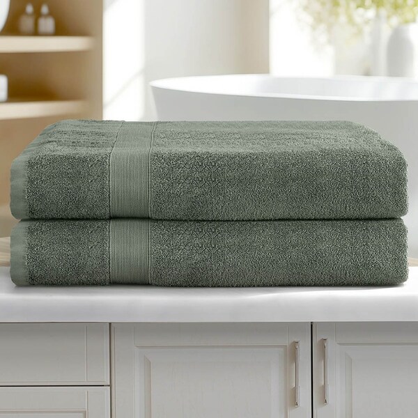 180 x 90cm Bath Sheets Set Cotton Extra Large Towel 2 Pack Green