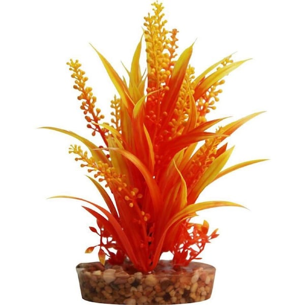 Aqua One Orange Cabomba W/Gravel Base Plastic Plant - Med (28190)
