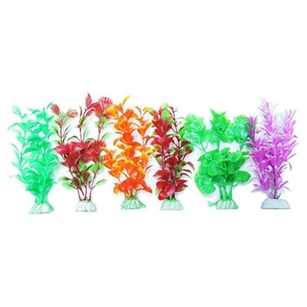 Aqua One Colour Value Plastic Plant Pack Mixed - Small - 6pk (24237)