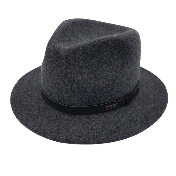 Jacaru 1851 Walkabout Wool Felt Fedora Hat Outback - Dark Grey Small