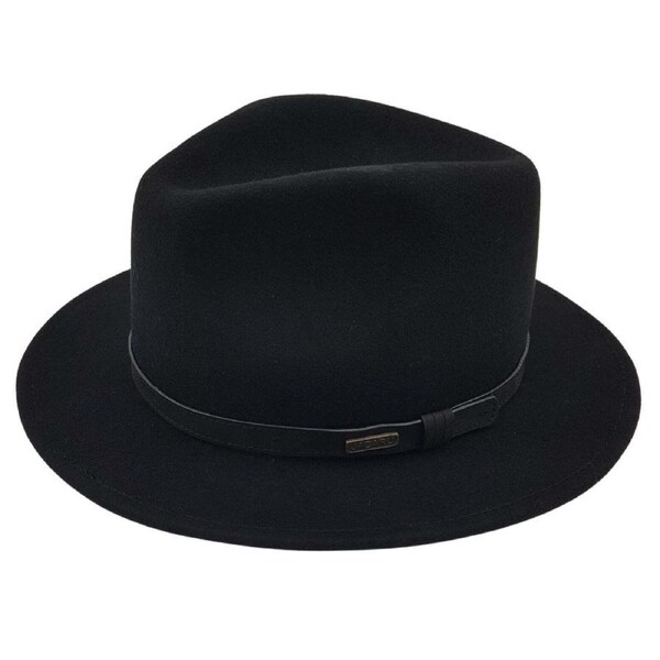 Jacaru 1851 Walkabout Wool Felt Fedora Hat Outback - Black Large