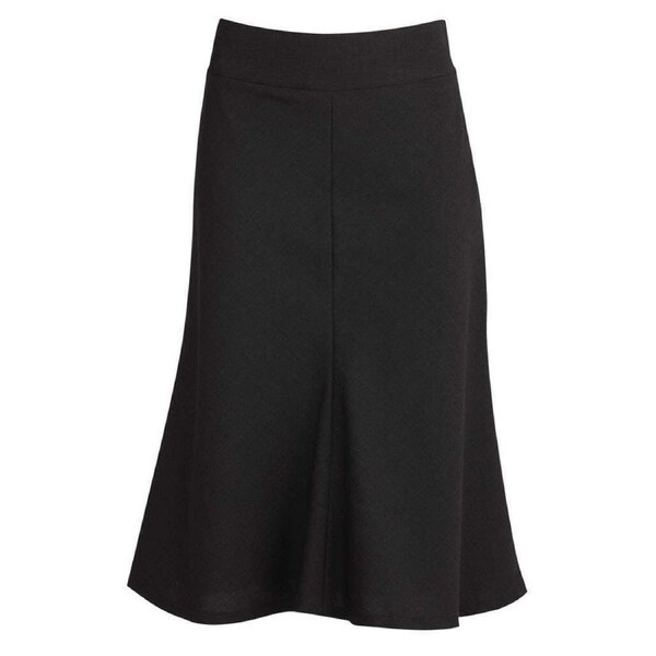 Womens Fluted 3/4 Length Below Knee Skirt Work Business - Black 26