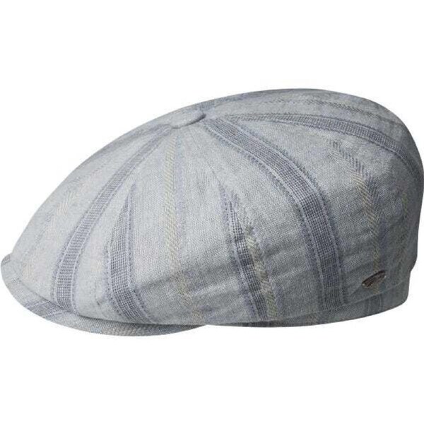 Bailey Mens Willesden Ivy Newsboy Flat Cap Hat - Light Blue Stripe L