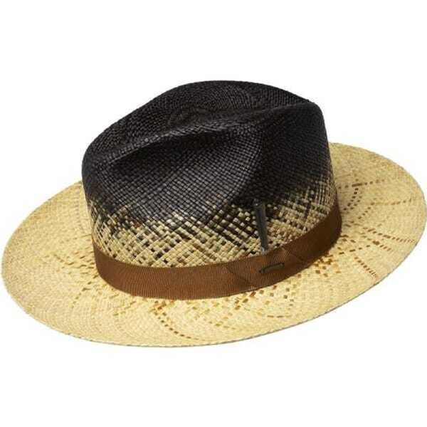 Bailey Mens Warlick Fedora Straw Hat Made in USA Panama - Charcoal Rust L