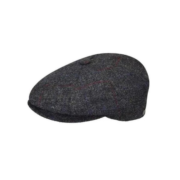 Bailey Mens Galvin Windowpane Plaid Ivy Wool Hat Made In Italy - Charcoal M