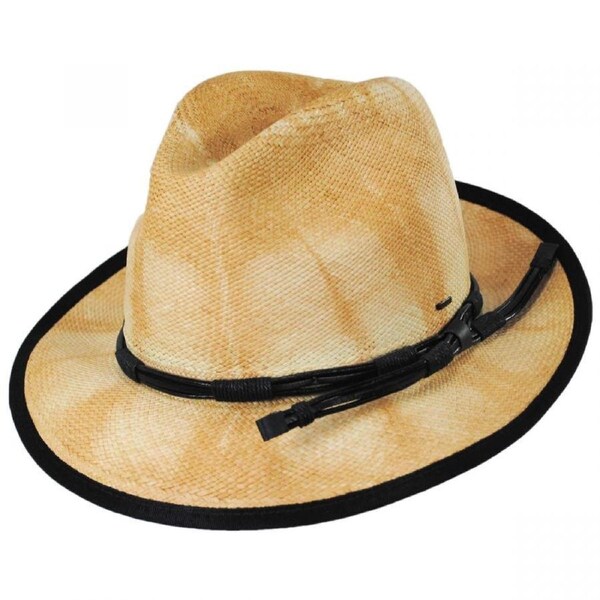 Bailey Mens Clafin Tie Dye Palm Straw Hat Fedora Woven - Tea M