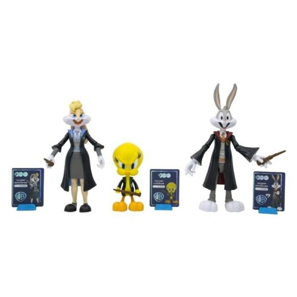 Looney Tunes x Harry Potter - Bugs Bunny in Gryffindor Robe, Lola Bunny in Ravenclaw Robe, & Tweety Bird in Slytherin Robe WB100 Mashups Collector 7"