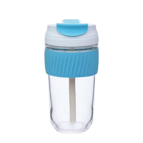 Kuvings Large Reusable Glass/Silicone Travel Coffee Cup Mug - 540ml - Blue